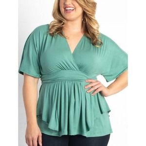 KIYONNA Crossover Bodice Promenade Blouse - /Blue